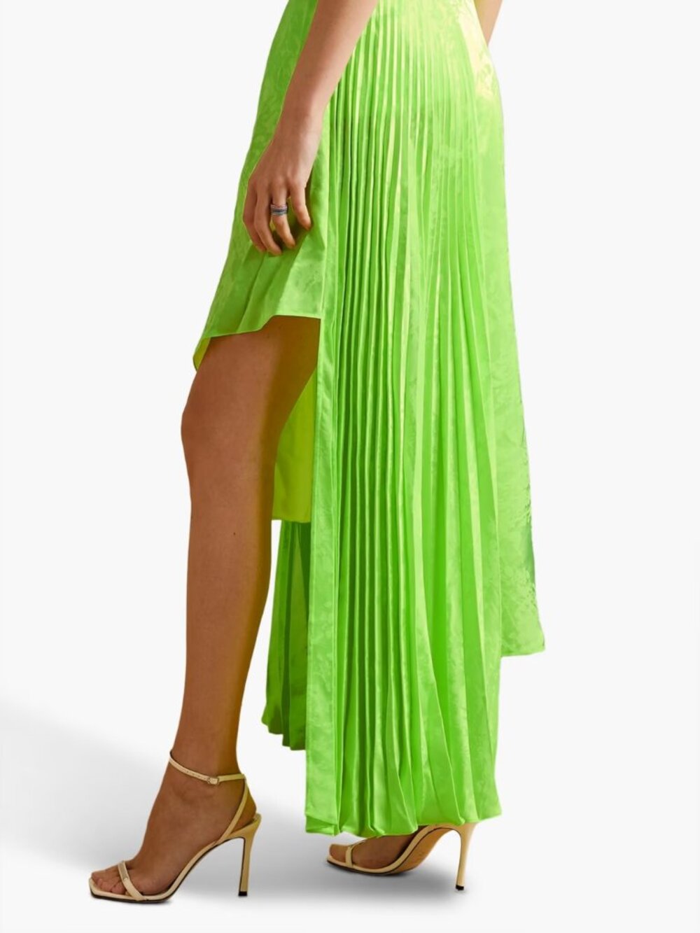 NWT Christopher John Rogers Neon Asymmetric Pleated Skirt Size 4 Collection 008